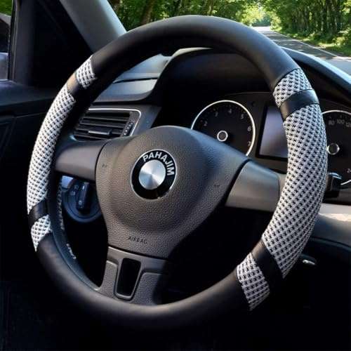 Pahajim Auto Lenkradbezug Lenkrad Bezug Microfiber Leder Anti Rutsch Lenkradabdeckung Breathable Autozubehör Innenraum Universal 38 (Grau)