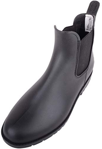 ABSOLUTE FOTWEAR Leah, kvinnors slip-on fotled vattentät gummi Wellington Chelsea regnstövlar, Svart, 38 EU