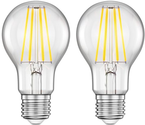 ledscom.de 2x E27 LED Leuchtmittel, A60, warmweiß (2700 K), 7,1 W, 963lm, 3-Stufen-Dimmer