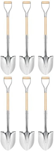 Truper 33127 Tru Pro Polished Chrome Ceremonial Shovel with Steel/Wood D-Handle Perfect for Groundbreaking Ceremonies, 44.5-Inch, 6-Pack