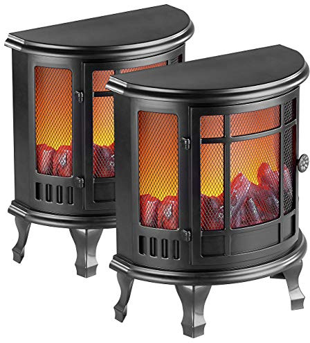 Carlo Milano Batterie-Kamin: 2er-Set Deko-Elektrokamine mit Flammen-Effekt, Batterie-Betrieb (Elektro-Deko-Kamin, LED ohne Heizfunktion, Kleiner)