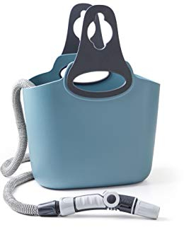 GF Garden GF87007636 Aquapop Bunny, Tubo Estensibile 25 Metri, in Kit Pronto all’Uso, con Pratica Borsa e Ganci – Contenitore in Plastica, per l’Irrigazione di Giardini e Balconi, Blu Avio, 25M