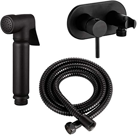 Ensemble de douchette design WC/bidet Shattaf - Avec mitigeur - Couleur : noir mat