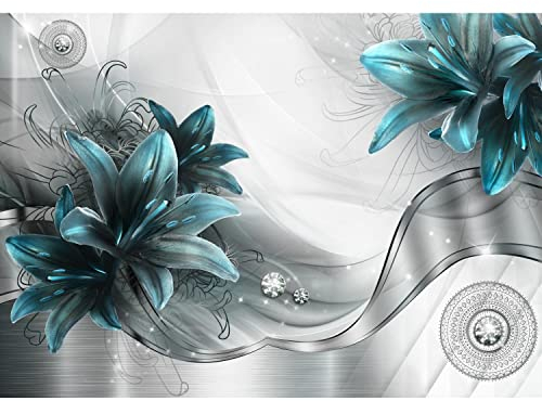 Runa Art Fototapeten 396 x 280 cm Blumen Lilien - Vlies Wanddekoration Wohnzimmer Schlafzimmer - Deutsche Manufaktur - Grau Violett 9379012c