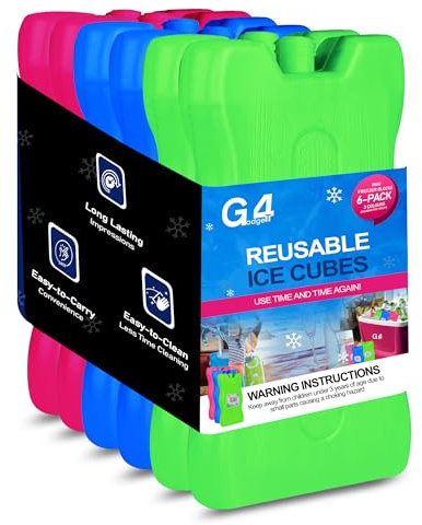 G4GADGET 16cm Freezer Blocks – Pack of 4 – Long-Lasting Reusable Ice Packs for Coolers, Picnic Bags, Travel & Outdoor Adventures – Ideal for Beach & Hiking Trips