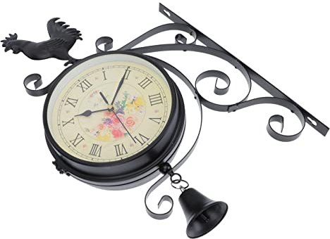 YARNOW Wanduhr Aus Eisen Und Leise Hängeuhr Mit Retro-Stil Wandkunst-dekor Für Home-Office Wohnzimmer Und Küche Haushaltsuhr Für Bar Pub