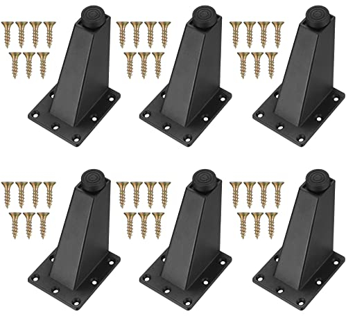 lzijun 6 Pièces Pieds Réglables Meubles, Jambes de Table Noir Metal pour Table Armoires Cuisine Canapé Bureau, 92mm