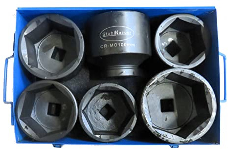 Profi-Werkzeuge 6-tlg Schlagschrauber Nüsse Set 80-105 mm 1 Zoll Chrom-Molybdän-Stahl Vierkantantrieb Nusskasten