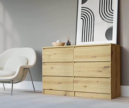 3xE Living Kommode 6 120 cm - mit 6 Schubladen Größen (Artisan Eiche)…