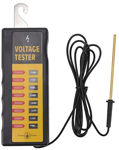 Spannungsprüfer, Elektrozaun-Tester mit 8 Neonlichtern, 12 kV Elektrozaun-Spannungsprüfer, wasserdicht, tragbarer Zaun-Fehlersucher 2000-12000 V, landwirtschaftliche Geräte, für Vieh, Bauernhof