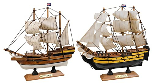 SAILINGSTORY Holzmodell Schiffe Segelschiff Modell Segelboot Dekor Mayflower, Victory 24,1 cm Set von 2 Stück