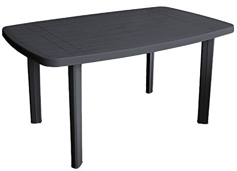 INDA-Exclusiv Gartentisch Kunststoff 140x90cm Weiß rechteckig Balkontisch Gartentisch Terrassentisch Bistrotisch, Farben:Anthrazit