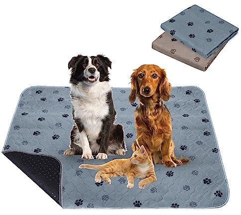 Vehipa Welpenunterlagen Waschbar, 2 Stück 90 x 80 cm, Wiederverwendbar | Hundepfoten-Muster,4-Lagen-Aufbau mit TPU-Sperrschicht, Saugfähig und Rutschhemmend; für Hunde, Katzen und Kaninchen