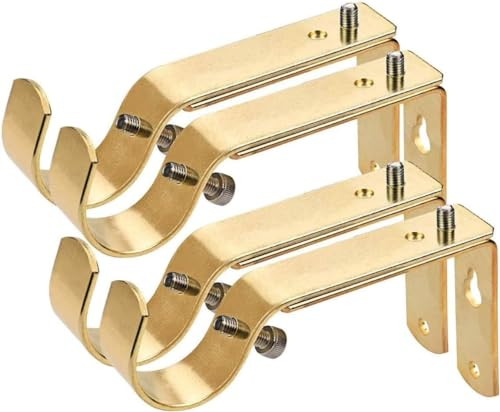 Vorhangstange Halterung für 20mm bis 25mm Rods,justierbar,Gold,4Stück