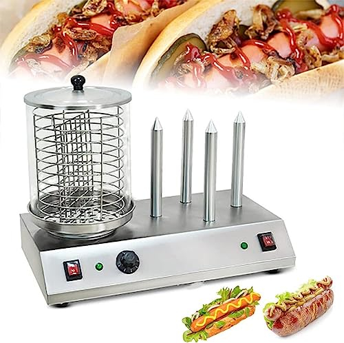 Máquina para cocinar Salchichas a la Parrilla, Calentador de Perritos Calientes de 538 W, Cocina de Vapor para Perritos Calientes con Varilla de Aluminio calefactora, máquina Calen