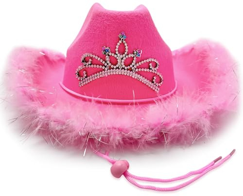 ZOOMPIL Rosa Cowgirlhut, Verstellbarer Filz-Cowboyhut für Damen - Sicherer Sitz, für Junggesellenabschied in Nashville, Cowgirl Kostüme und Country Konzerte