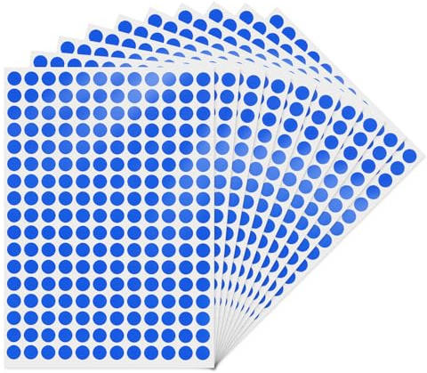 YIKIADA Blau Runde 10 mm Punktaufkleber Selbstklebende Markierungspunkte Wasserdicht Klebepunkte Aufkleber Kleine Farbkodierung Etiketten 2040 Stück