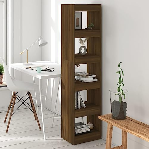 CKioict Eckvitrine Modernes Standregal Wohnzimmermöbel Bücherregal/Raumteiler Braun Eichen-Optik 40x30x166 cmfür Wohnzimmer, Schlafzimmer, Büro