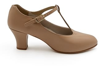 Capezio Jr. Footlight T-Strap Character Shoe, Caramel, 8.5 W
