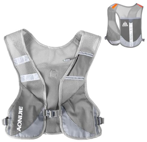 Azarxis Gilet de Course Réfléchissant Sac à Dos Hydratation Gilet Trail Veste Running Léger pour Homme Femme Randonnée Vélo Marathon (Gris)