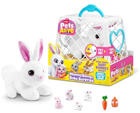 Pets Alive Easter Mommy Bunny & Baby Surprise by ZURU, Electronic Robotic Rabbit Plush with Babies, Easter Toy Gift for Kids