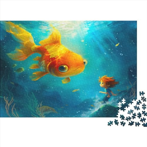 Goldfisch 1000 Stück Puzzles Fisch Impossible Puzzle Schwer Für Erwachsene Lernspiel Spielzeug Geschenk Schöne Geschenkverpackung Premium Quality Mehrfarbig 1000pcs (75x50cm)