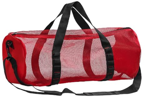 Netz-Reisetasche, Netz-Design, zylindrische Tauchtasche mit verstellbarem Riemen, Netz-Tauchtasche zum Tauchen oder Schnorcheln, multifunktionale Schnorchelausrüstung mit Haken innen für Fitness,