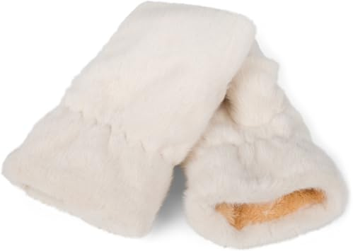 styleBREAKER Damen Fingerlose Handschuhe Teddyfell Optik | 17x10 cm Maß, 4 cm Daumenlänge, Handumfang 16-23 cm (Größe 6-8). Elastischer Gummizug am Bündchen. Volle Bewegungsfreiheit.
