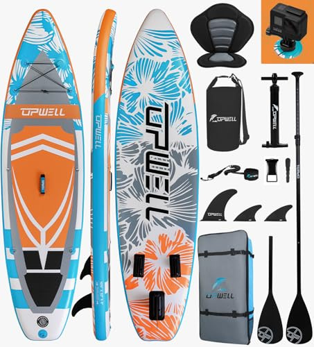 UPWELL 320x81x15cm Aufblasbares Stand Up Paddling Board mit Sitz, SUP Board Standup Paddle Board Paddleboard, Cosmos