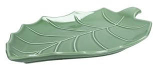 Brandani 51637 VASSOIO FOGLIA PIOPPO VERDE PORCELLANA, 33x24 cm