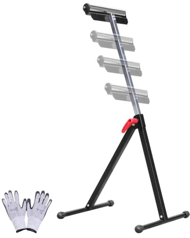 Mucola Rollenbock Rollbock höhenverstellbar 66-105 cm bis 90 kg 1 Stück | Unterstellbock mit kugelgelagerter Rolle, stufenlos einstellbar mit Schnellverschluss, rutschfeste Füße, inkl. Handschuhe