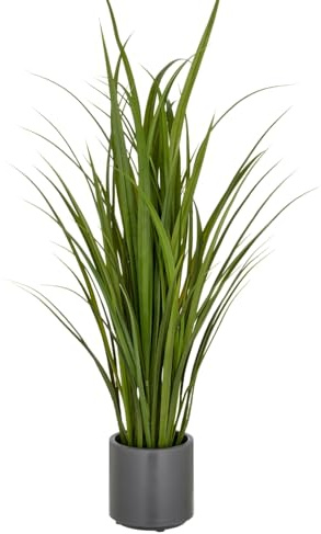 CREATIV green künstlicher Grasbusch 115cm im grauen Topf I naturgetreues Ziergras 17,5x17,5cm I Kunstgras für Innen I hochwertige & dekorative Dekopflanze