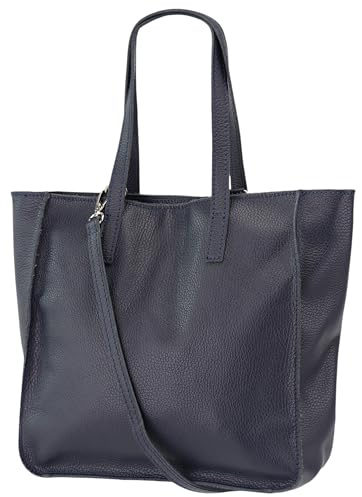 Damen Henkeltasche aus Echtleder – Mittelgroßer Shopper mit Schulterriemen – Handtasche Schultertasche mit Reißverschluss und Innenfach 37x13x29 cm Lili G555