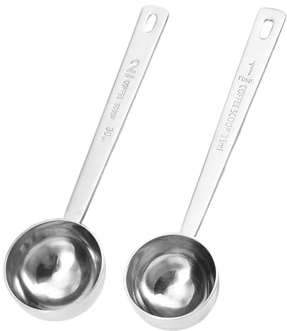 2 Cuillères Doseuses en Inox (15ml + 30ml) - Cuillère Mesure Longue pour Café, Épices et Ingrédients, Précises et Résistantes