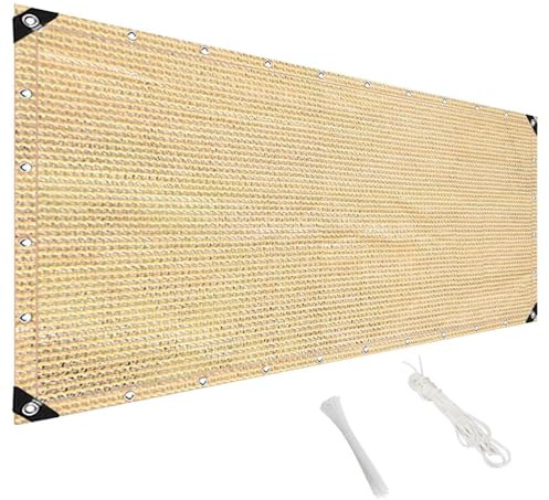 MAODUZI Sonnensegel Terrassenüberdachung 180x1000cm, Wintergarten Sonnenschutz HDPE-Gewebe Sonnensegel Camping mit ÖSen für Outdoor Pergola Fenster - Beige