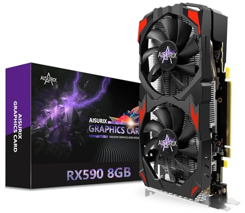 AISURIX Scheda grafica RX 590, reale 8GB, GDDR5, 256 bit, RX 580 2304SP Scheda video da gioco per PC, 2XDP, HDMI, PCI Express 3.0 con ventole congelate, scheda grafica per PC da gioco