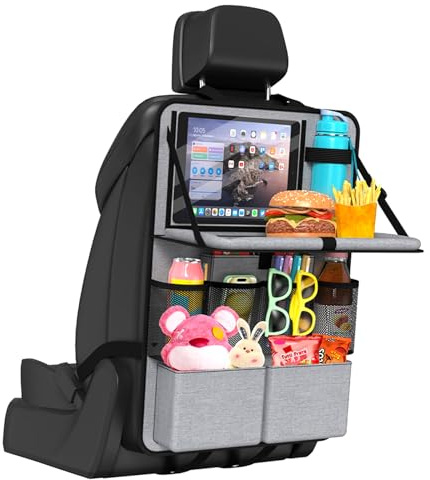 Alyxen Auto Rücksitz Organizer,Autositz-Organizer Mit Tablet/Telefon Aufbewahrung,Klapptisch Und Viele Taschen,Auto Rückenlehnenschutz,Für Kinderspielzeug-Aufbewahrung,Reisezubehör Organizers