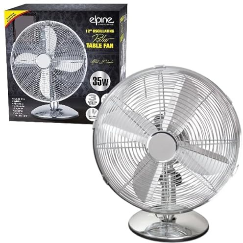 HomeVibe 12 (30cm) Retro Oscillating Table Fan – 35W Vintage Desk Cooling Fan, Adjustable 3 Speed Settings, Quiet & Powerful Airflow, Tilt & Rotation Function, Classic Metal Design for Home, Office