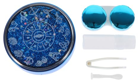 Beatifufu Kunststoff Kontaktlinsenbox 1 Satz Schutz für Linsen für Täglichen Gebrauch und Unterwegs Stilvolles Treibsand Design
