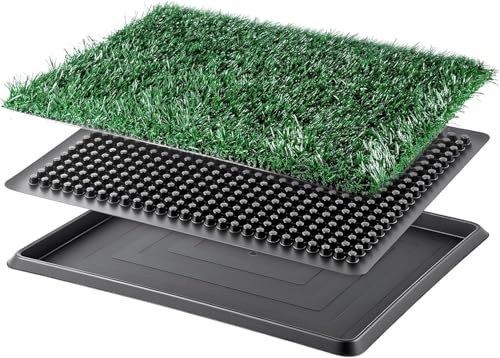BREEZENEST Artificial grass for dogs – Potty portable Indoor Dog Potty Tray Reusable Dog Litter Tray, Works With Artificial Grass Cleaner (25 x 20 inch -Style 3)