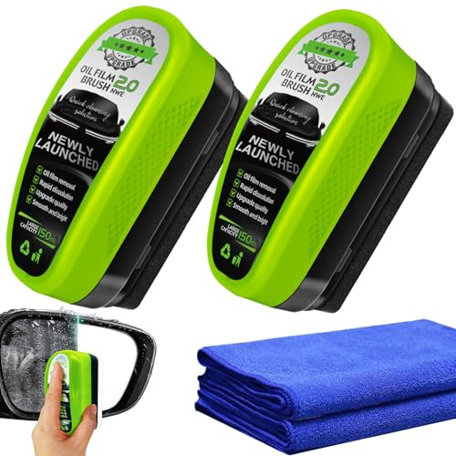 Oil Film Cleaning Brush, Scheibenreiniger Auto, Windschutzscheiben Reiniger, ölfilmentferner für Autoglas, Ölabweisende Folie für Autoscheiben Auto-Windschutzscheiben Badezimmer Glastüren (Green-2)