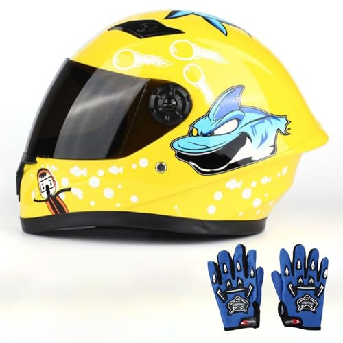 Barnhjälm, Motorcykelhjälm ECE 22.06 Godkänd, Helhjälm Med Visir För Barn, Pojkar Och Flickor 3-10 År, Mopedhjälm C,M/(49~50cm)
