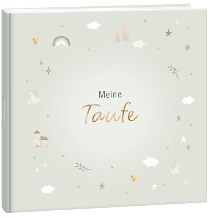 mintkind® Taufbuch Meine Taufe – Gästebuch Salbeigrün Pattern Design | Ausfüllbuch und Erinnerungsalbum im Hardcover, 60 Seiten – Platz für Baby Fotos, Wünsche und Erinnerungen für Kinder