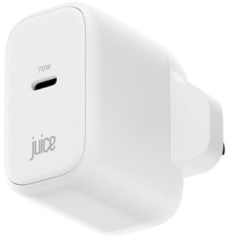 Juice 70W USB-C Charger Plug with 2m Cable – Fast GaN MacBook Charger for MacBook Pro/Air, Laptop, Tablet & Phone – PD 3.0 Fast Charging UK Wall Adapter