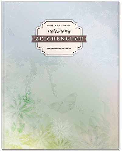 DÉKOKIND Zeichenbuch | DIN A4, 122 Seiten, Register, Vintage Softcover | Dickes Blanko-Notizbuch zum Selbstgestalten | Motiv: Pastellfarben