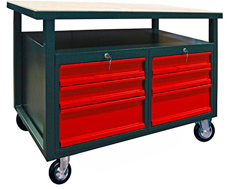DEMA Werkbank 6 Schubladen – Werktisch, Arbeitstisch, Rollwerkbank – fahrbar, abschließbar, mobil, stabil – Werkstatt, Garage, Heimwerker, Handwerk, Lager