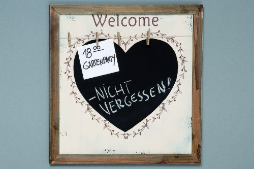 KUHEIGA Memotafel Kreidetafel Wandtafel Herz Memoboard Tafel mit Klammern