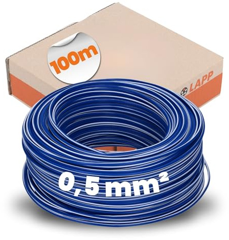 Lapp 100m H05V-K 0,5 mm² Dunkelblau-Weiß - Aderleitung & Litze | PVC-Einzelader für Schaltschränke und Signalanlagen - Flexible Verdrahtungsleitung nach VDE 0295 - Kupferlitze Klasse 5
