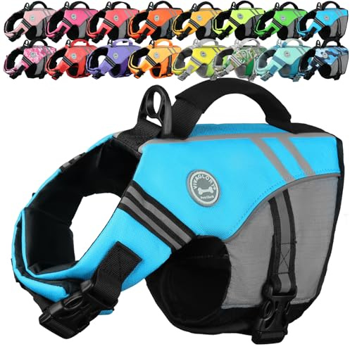VIVAGLORY Hunde Schwimmweste Sports Style Hundeschwimmweste, XS, Blau | Hundeweste Schwimmen Rettungswesten Schwimmwesten zum Schwimmen, Sportstil & Atmungsaktiv for Hunde