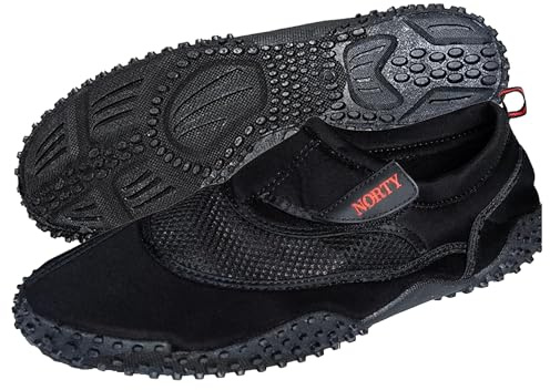 NORTY Wasserschuhe für Herren, schnelltrocknend, für Strand, Kajak und Pool, rutschfester Griff, Farben (Schwarz, Marineblau), Schwarz , 48 EU